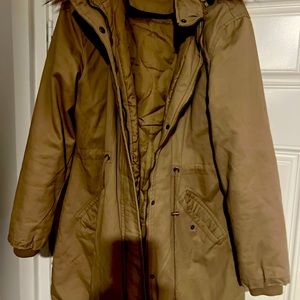 Women’s hooded fur lined winter coat